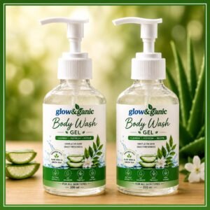 Glow & Ganic Body Wash Gel | Aloe Vera & Green Tea | Gentle Daily Body Cleanser 400 gms 200gm * 2pac