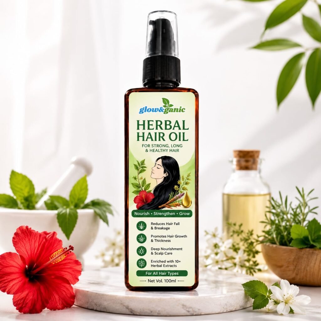 Herbal Hair Oil 100ml | Nourishes hair, strengthens roots & promotes healthy hair growth. Suitable for all hair types.